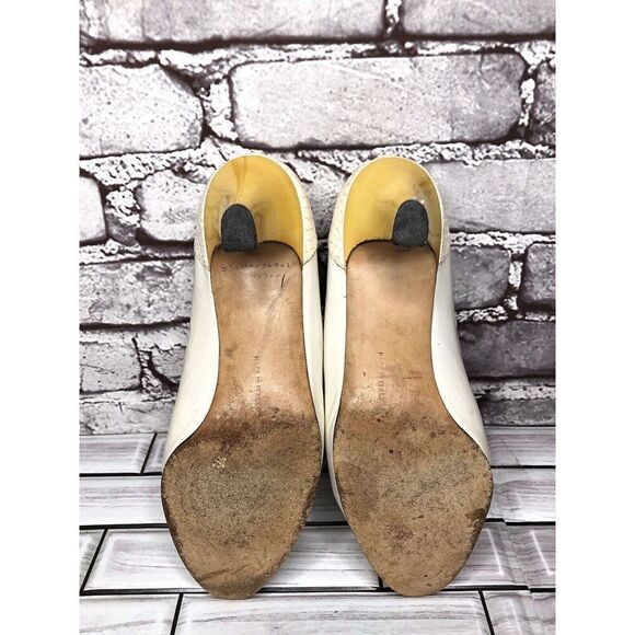 Salvatore Ferragamo Ivory Leather Snake Yellow Patent Dress Heels Women Sz 5B US - Picture 7 of 16